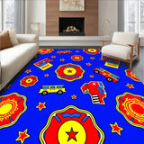 Rescue Heroes Badge with Emergency Vehicle Motifs (Blue)