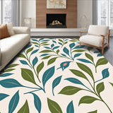 Botanical Cascade Design Featuring Abstract Foliage Motifs(Ivory)