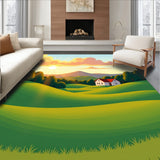 Farmhouse Valley Meadow Sunrise Countryside Road Trip Horizon (Green) - ODIKA