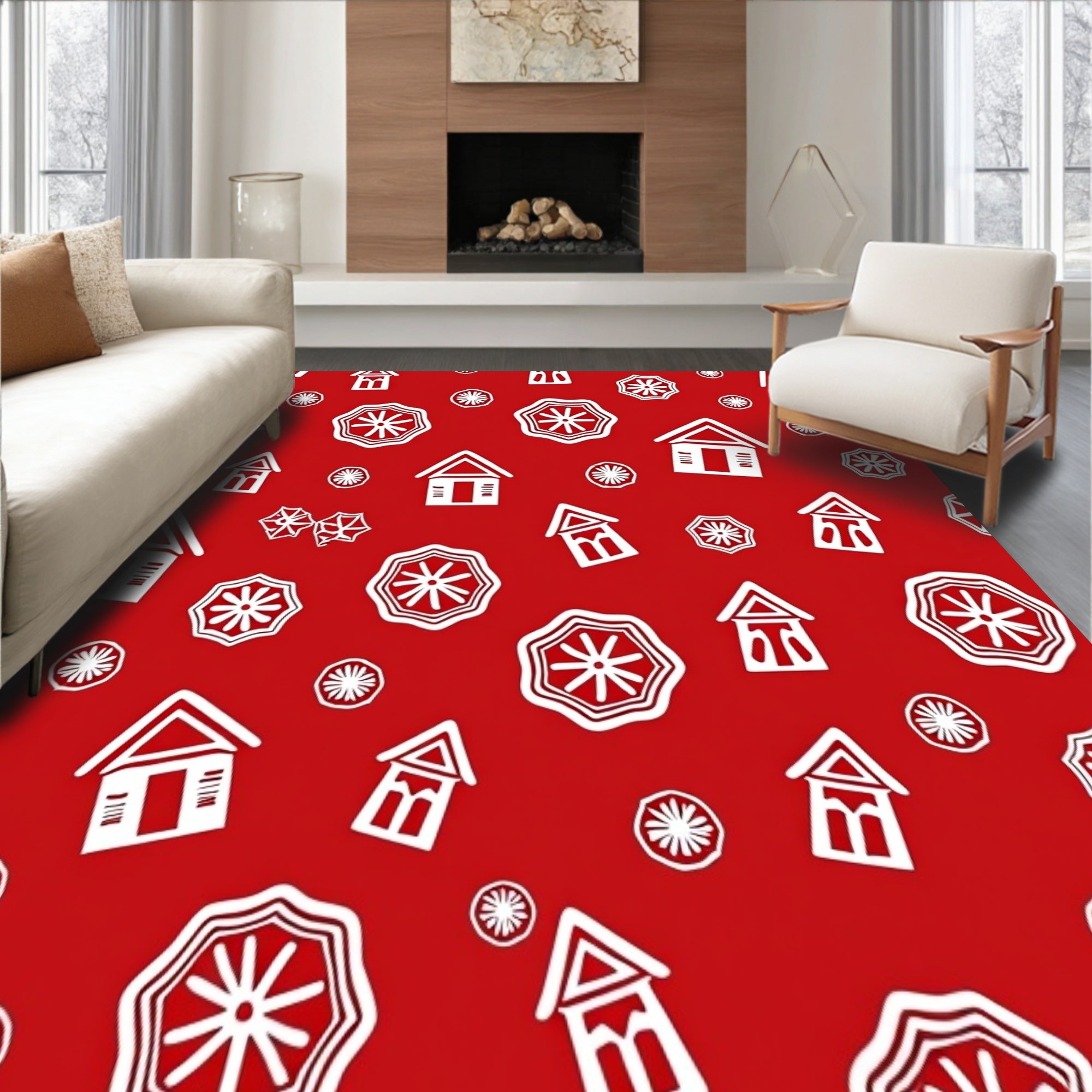 Merry Bright Aisle Gingerbread Xmas Floor(Red)