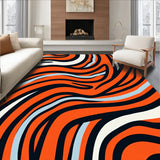 Abstract Wavy Stripes Contemporary Artistic Flowing Design(Orange)