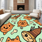 Cartoon Tabby Cats with Fish Bone and Yarn Accessories(Green)