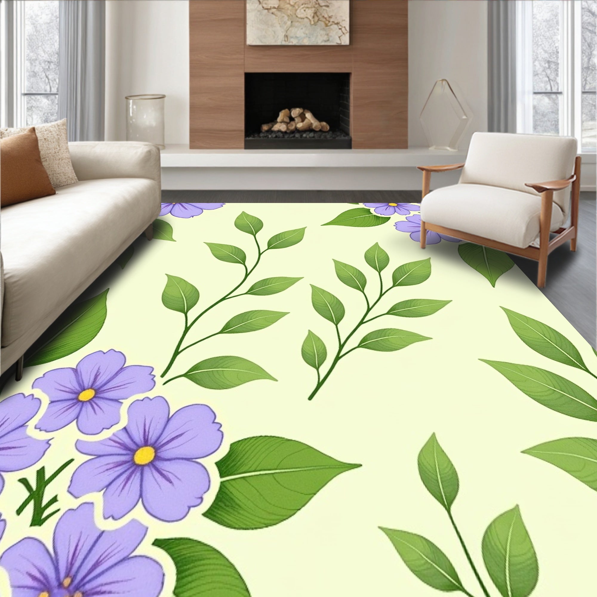 Watercolor Hydrangea Blossoms Artistic Floral Arrangement(Ivory)