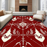 Holiday Ornament Array with Interlocking Plaid and Stylized Pine Sprigs(Red)