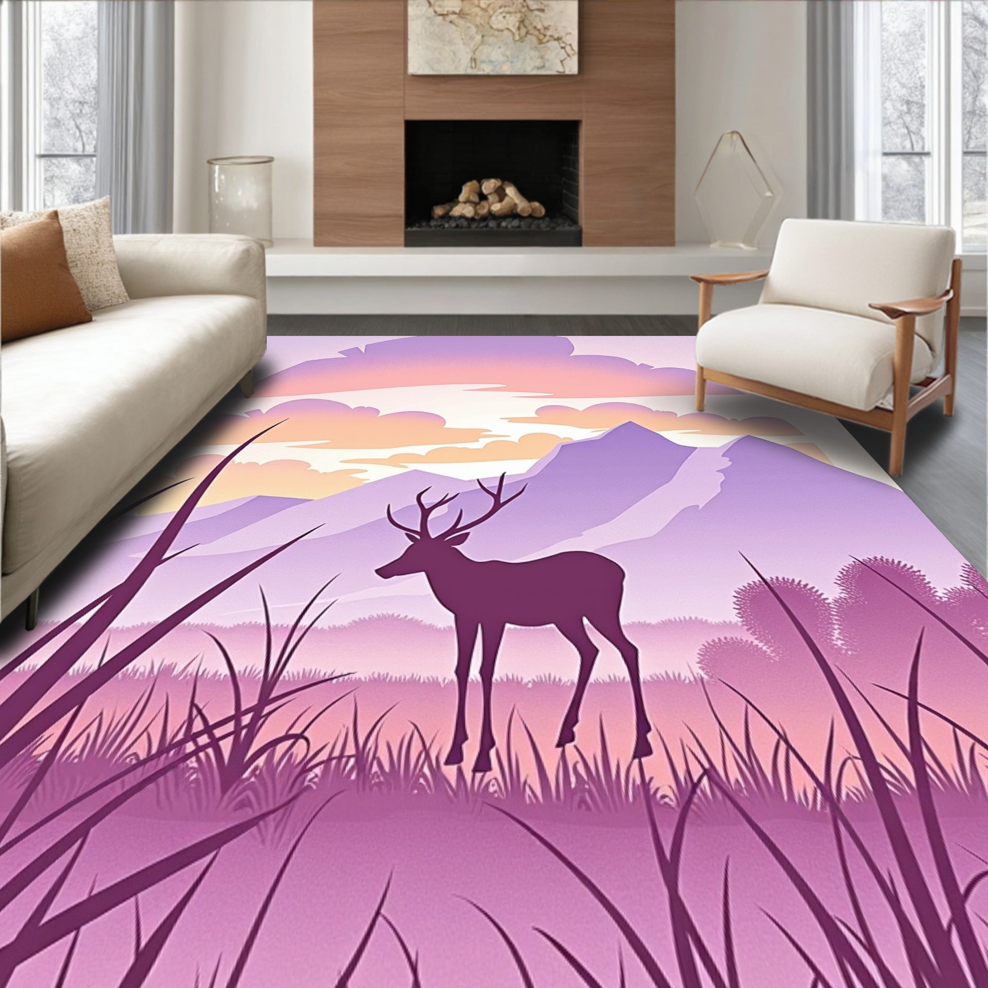 Meadow Stag Archway Decorative Accent Half Moon(Purple)