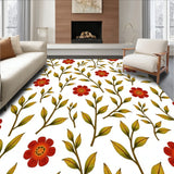 Autumnal Vines Interlocking with Rustic Floral Accents(Red)