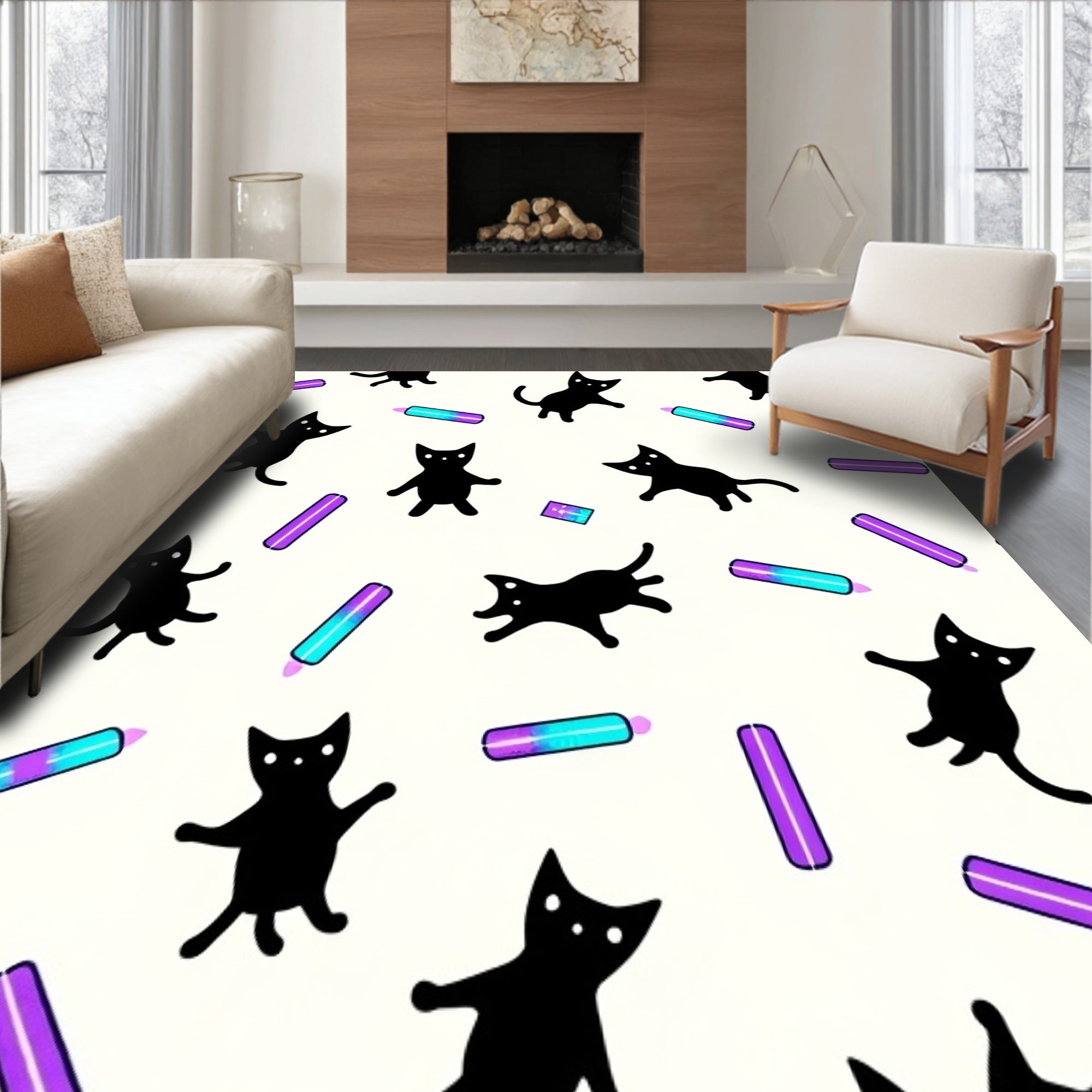 Playful Kitten featuring Multicolor LED Strip Integration(Black)