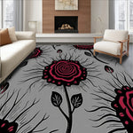 Gothic Rose Bloom Tapestry with Dark Floral Arrangements(Gray) - ODIKA
