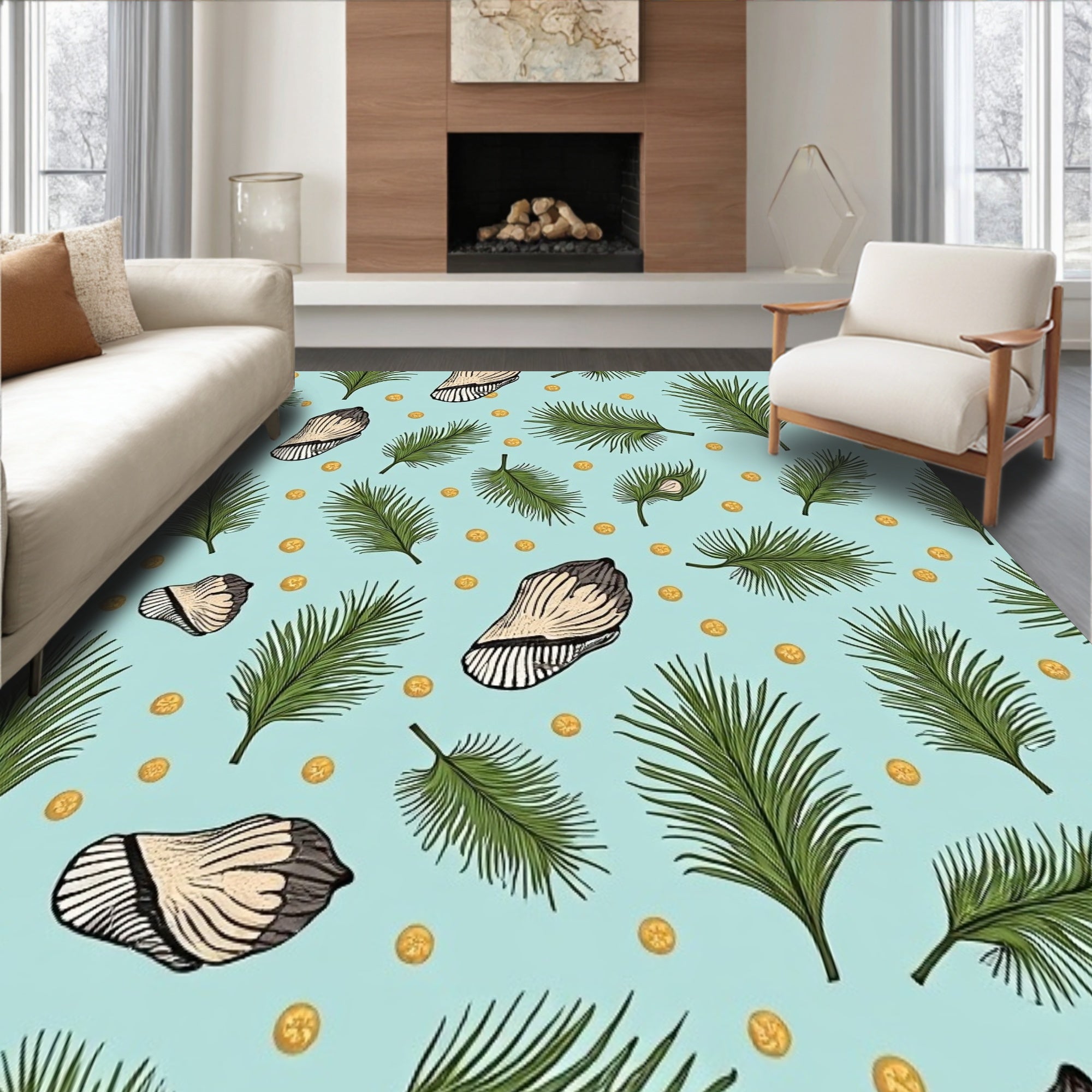 Merry Nautical Shells and Pine Sprig Composition(Beige)