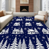 Magical Winter Wonderland Snowy Village Decorative Accent(Blue)
