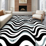 Sophisticated Zigzag Waves with Minimalist Symbol Accents (Black)