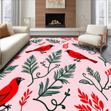 Cardinal Botanical Print with Vine Scroll Accents(Red)