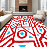 Modern Abstract Maze with Interlocking Lattice and Poppy Highlights(Red)
