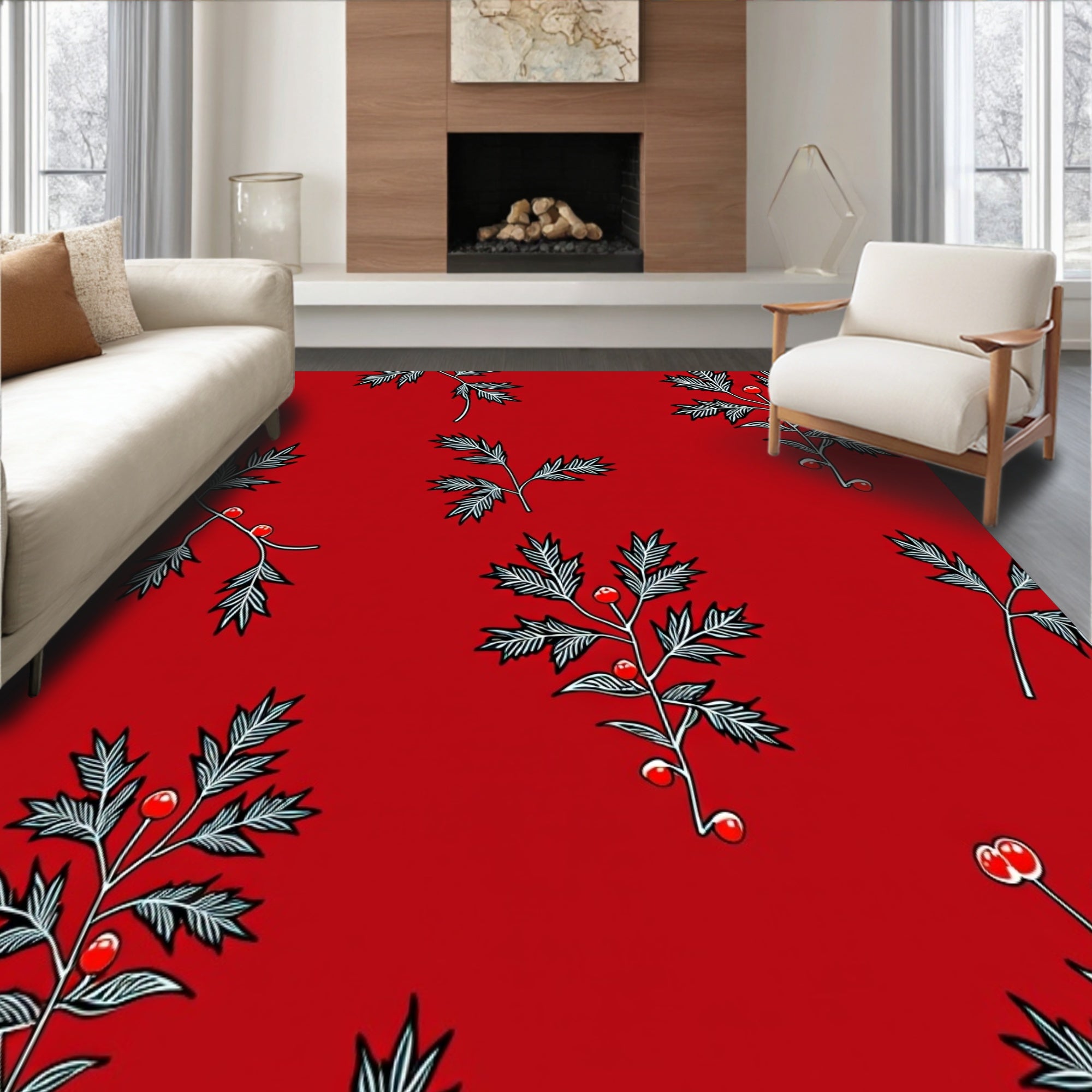 Elegant Holly Berry Embellished Walkway Adornment(Red)