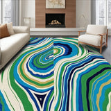 Artistic Impressionist Swirls Patterned Floor Decor(Blue)