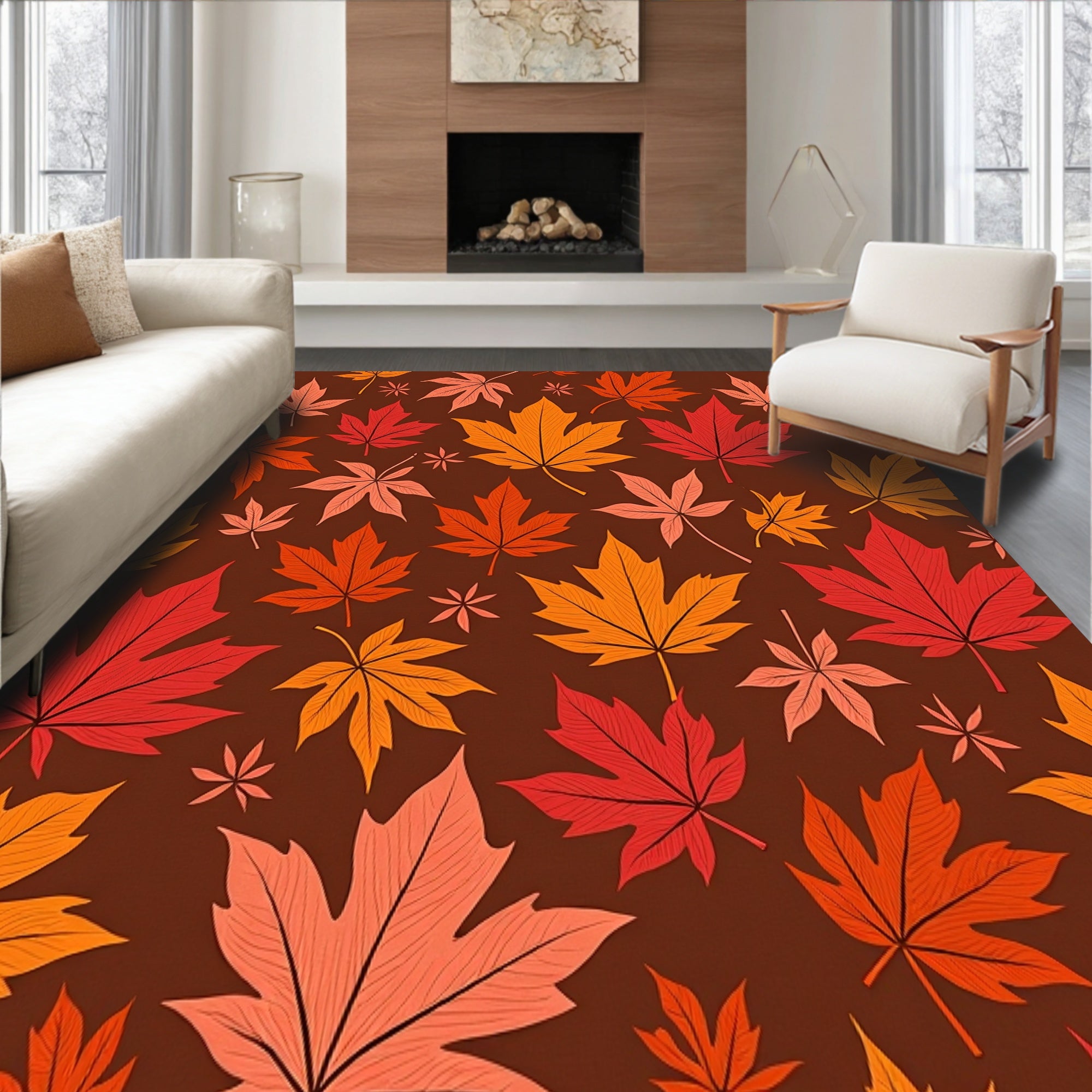 Autumn Foliage Semi Circle Entryway Welcome(Brown)