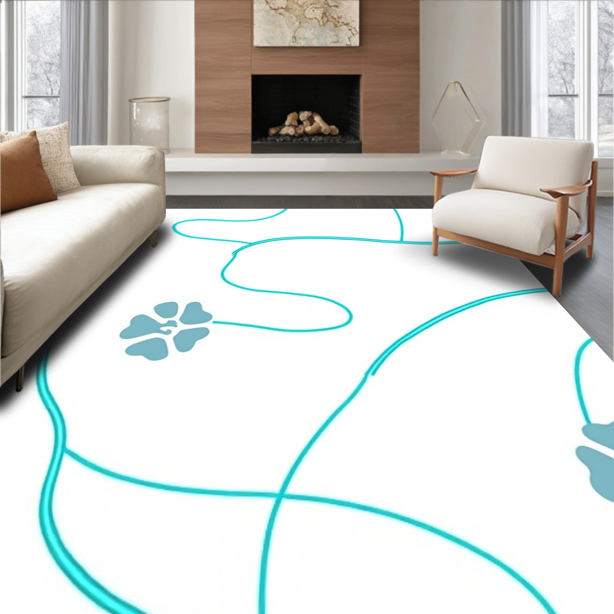 Minimalist Paw Print Trail with Sequential Light Path(Blue)
