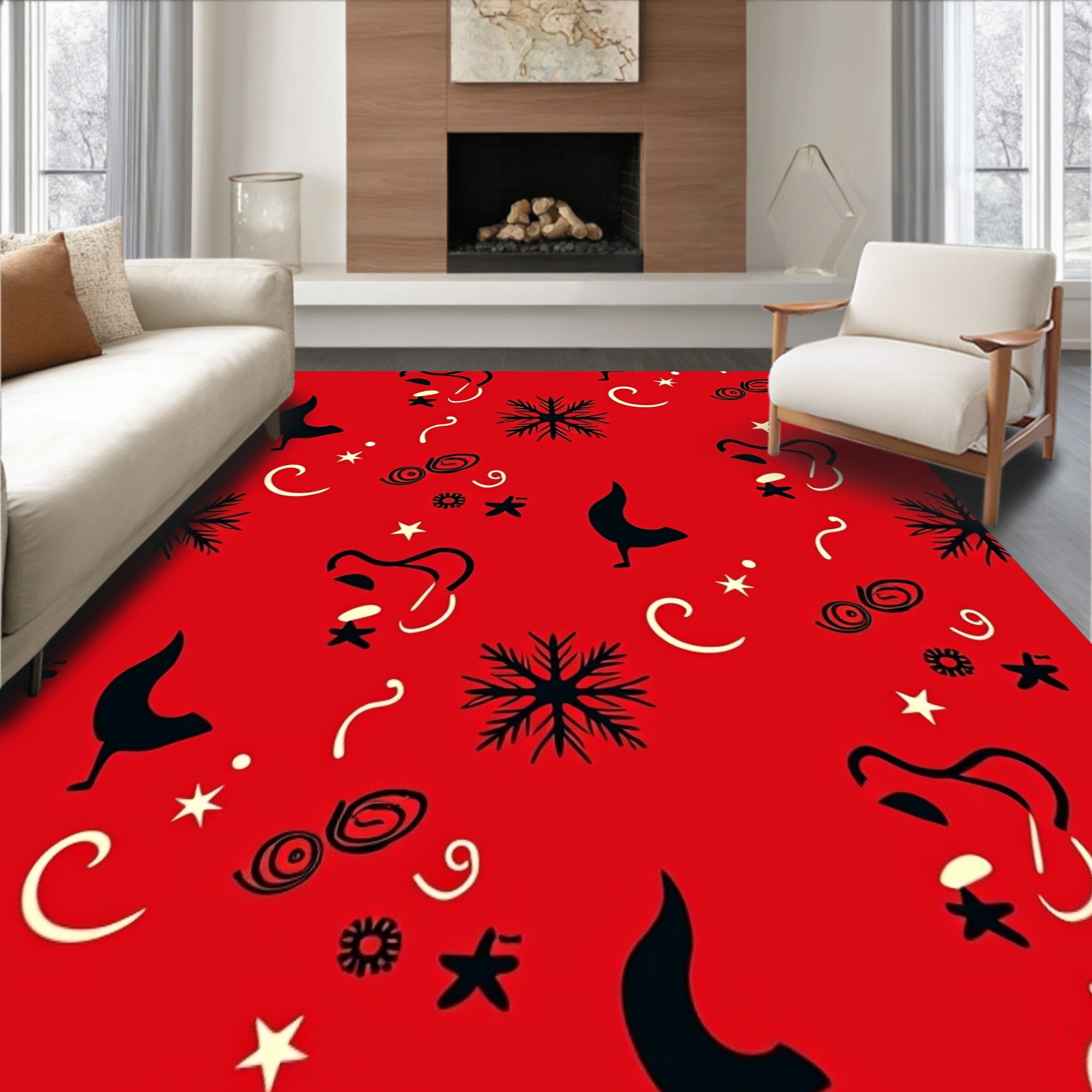 Festive Santa Half Moon with Twinkling Accents(Red)