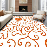Autumn Pumpkin Vine Scroll Motif with Traditional Harvest Theme(Orange)