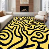 Artistic Swirl Motif Wavy Plush Boho Trendy Decorative (Yellow)