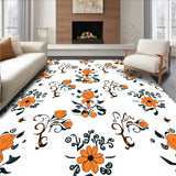 Modern Damask Revival Stylized Blossom Motif Accent (Orange)