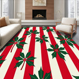 Cane Stripe Holiday with Holly Leaf Accents(Red)