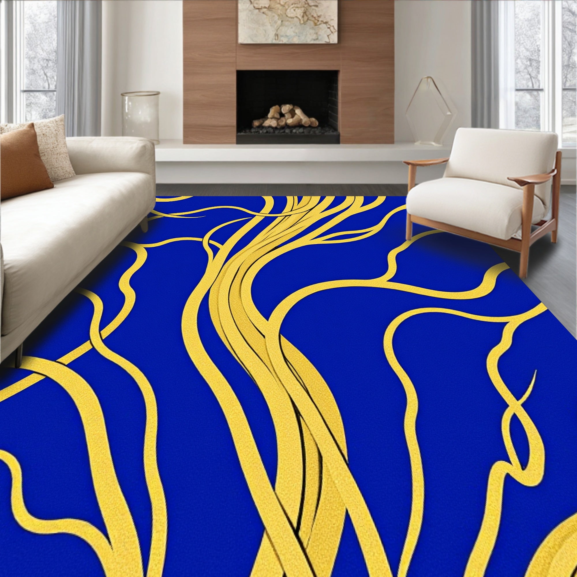 Liquid Metal Flow Abstract Contemporary Canvas Design(Gold)