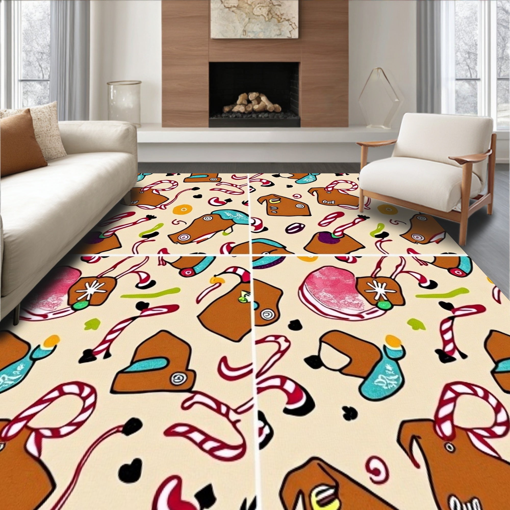 Gingerbread Village Whimsical Holiday Charming Cottage Scene(Brown)