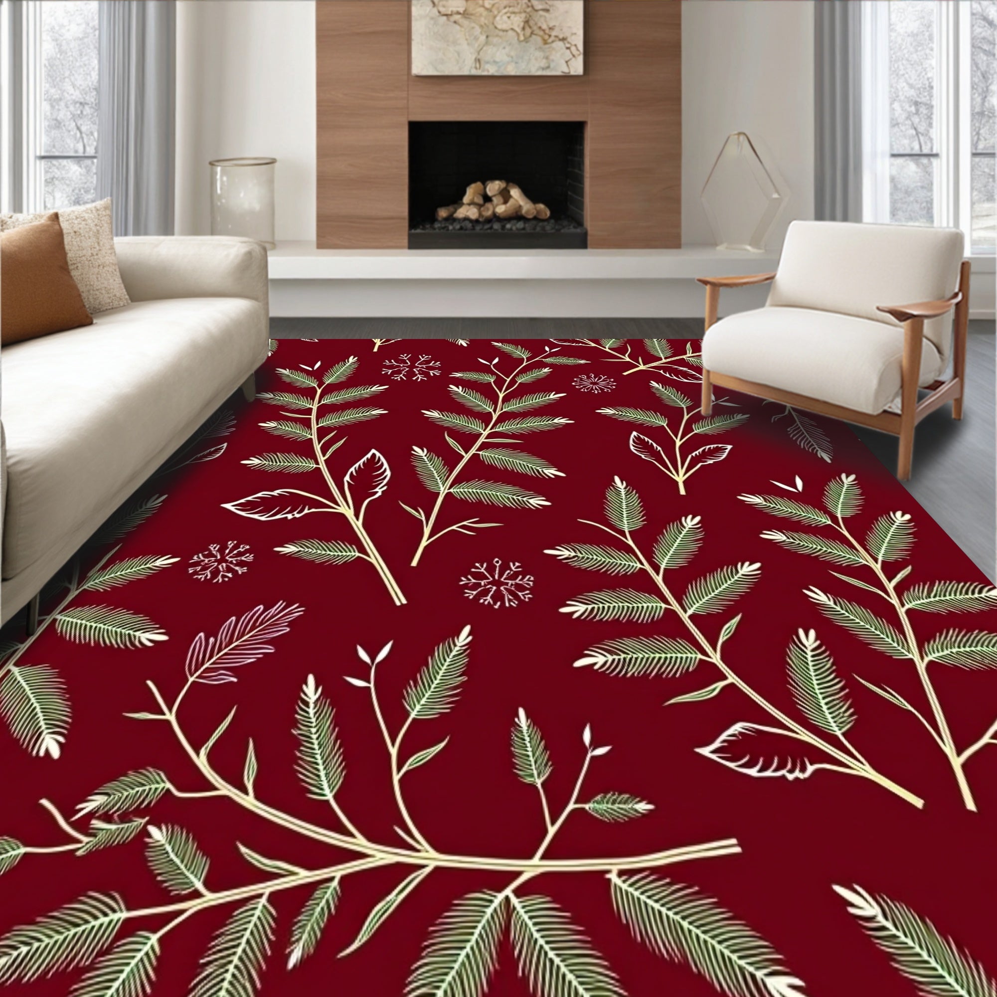 Joyful Evergreen Bough Seasonal Accent Path Cover(Red)