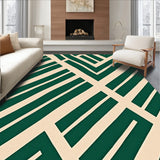 Abstract Crosshatch Plaid Art with Bold Motifs(Beige)