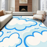 Whimsical Puffy Nimbus with Abstract Forms and Fluid Lines(Blue)