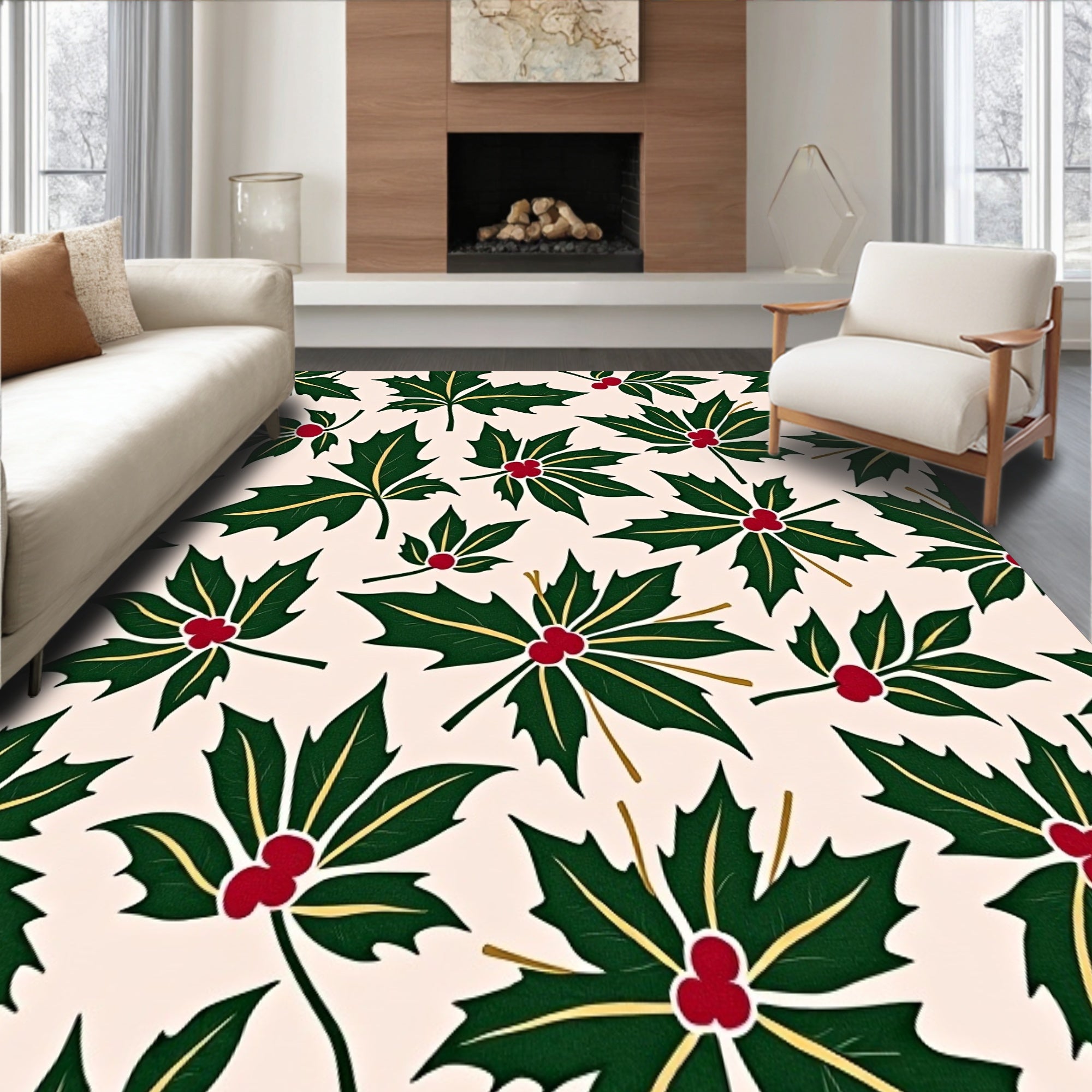 Holly Leaf Wreath Traditional Yuletide Artwork(Green)