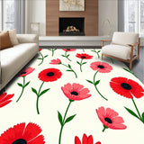 Harvest Season Poppy Blossom Design Anti Slip Doormat Area(Red)