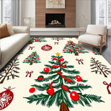 Festive Evergreen Holiday Tapestry With Ornamental Decorations(Cream)