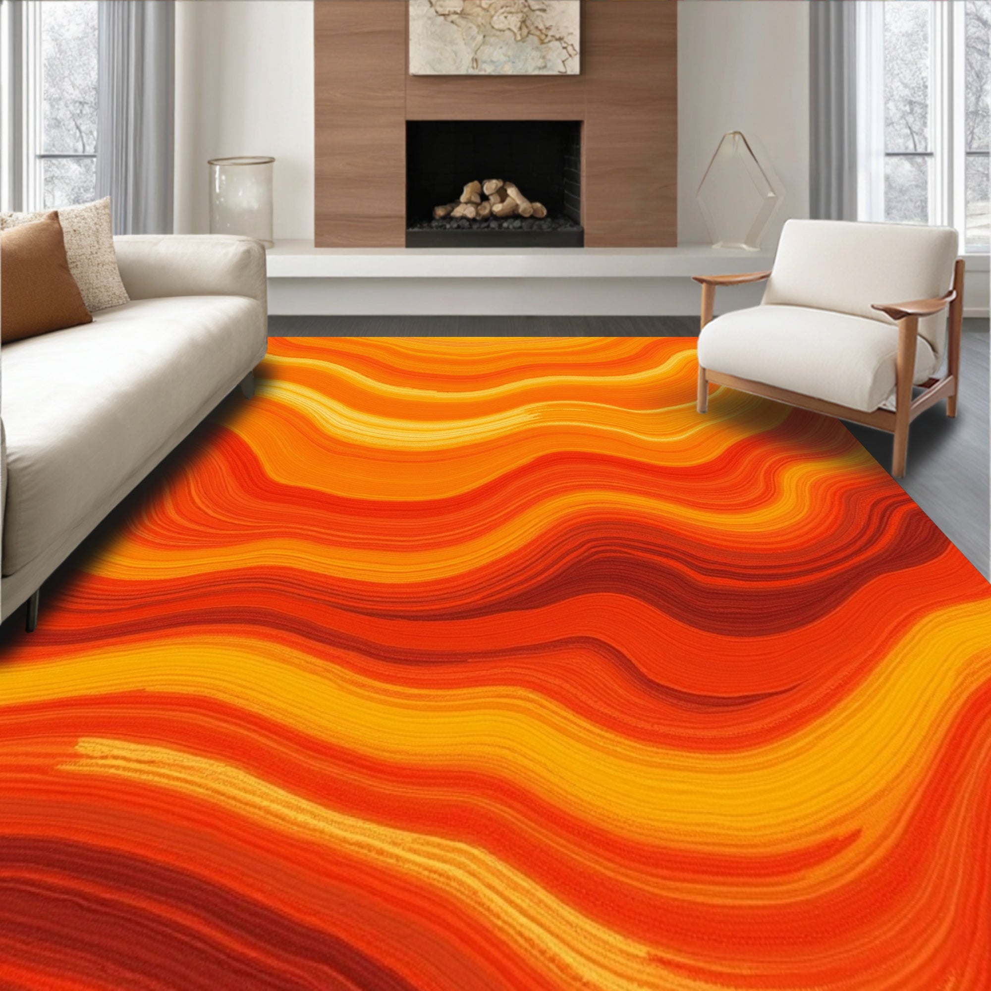 Sunset Horizon Gradient Plush Luxurious Elegant Sheepskin(Orange)