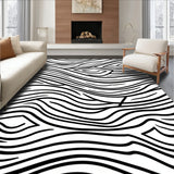 Modern Striped Wave Abstract Contemporary Art (Black)