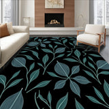 Noir Bloom Abstract Floral Tapestry Art Nouveau Motif (Black)