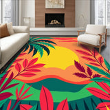 Sunset Safari Adventure Landscape with Tropical Foliage(Orange)