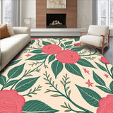 Classic Rose Garden Motif Pile Decorative Floor(Pink)