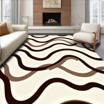 Minimalist Wave Design Featuring Flowing Interlocking Bands and Contours (Beige) - ODIKA