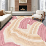Asymmetrical Brushstroke Design with Muted Tones and Freeform Lines(Pink)