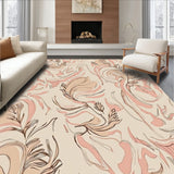 Boho Mosaic Waves with Abstract Leaf Embellishments(Beige)