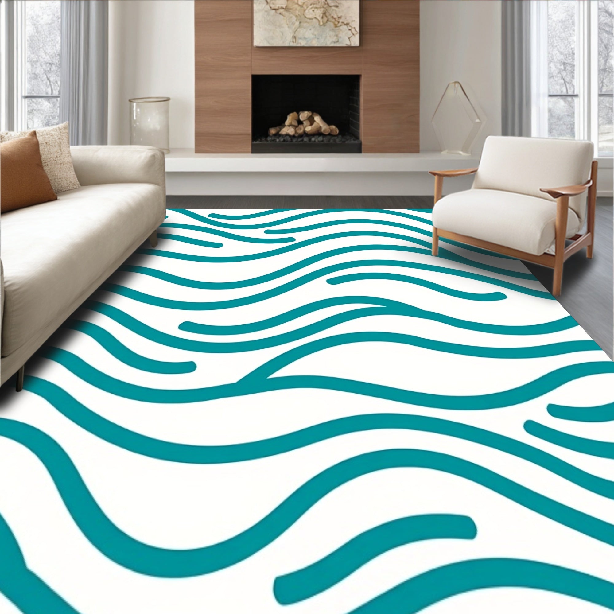 Tranquil Wave Rhythm Serene Ocean Breeze Drift (Teal) - ODIKA