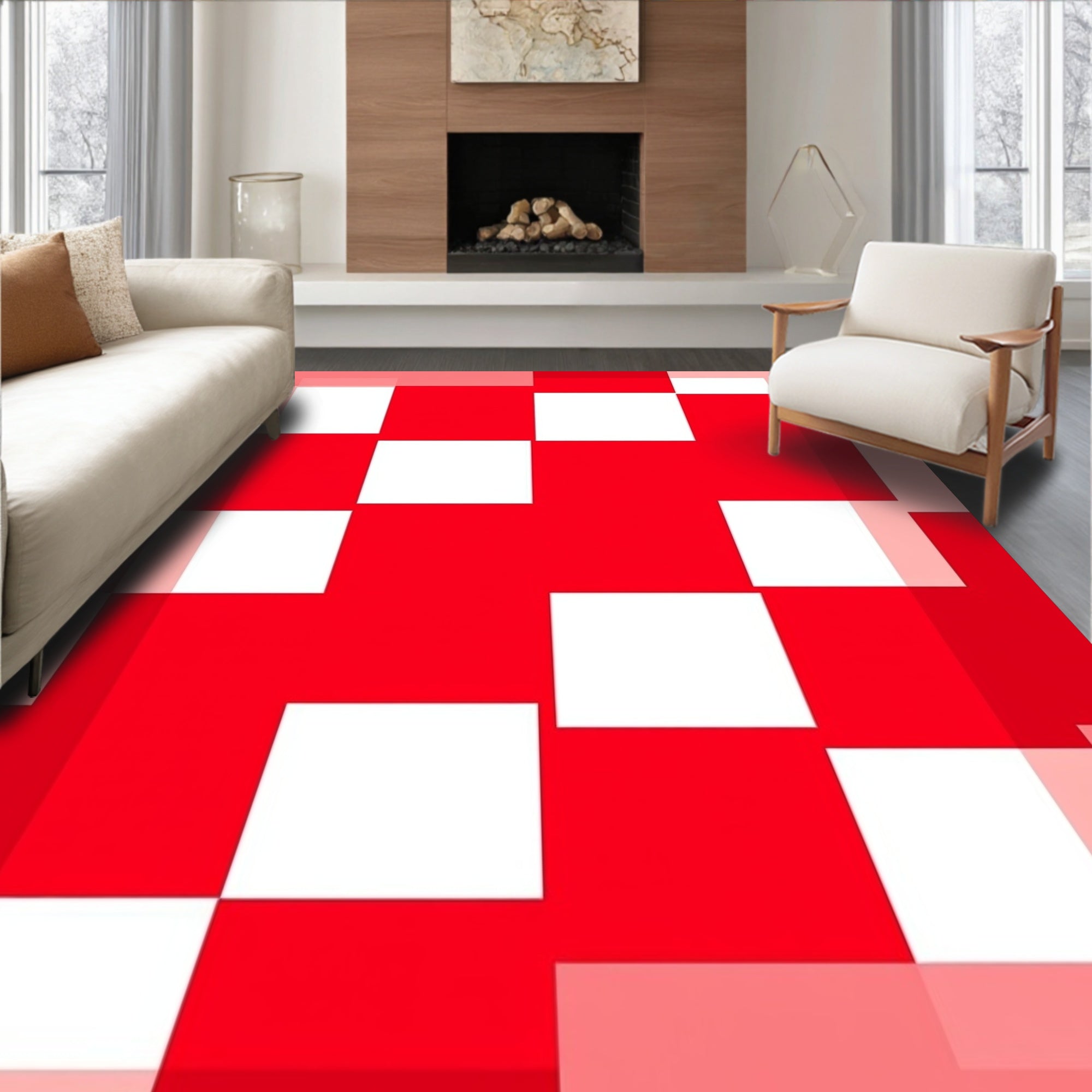 Classic Checkered with Bold Contrast and Crisp Lines(Red)