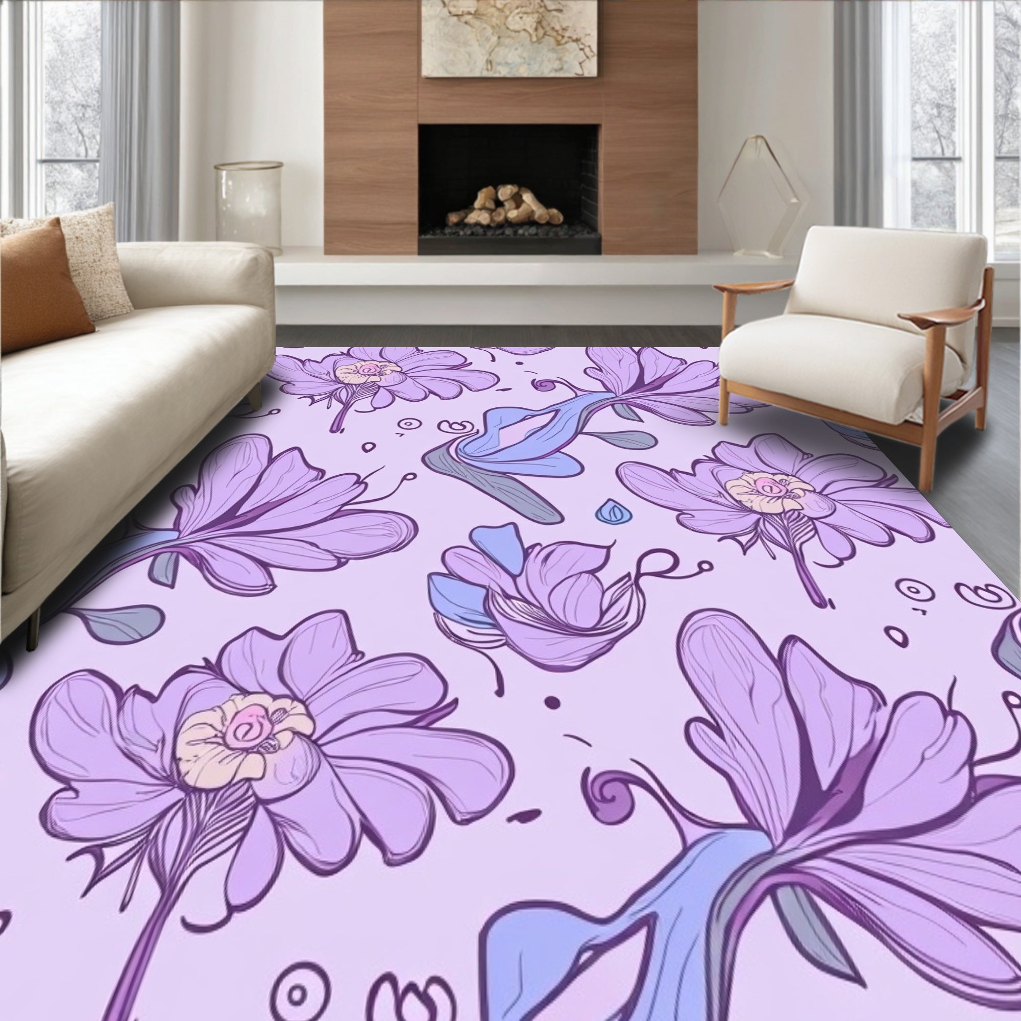 Botanical Whimsy Featuring Flourishing Petal Motifs(Purple)