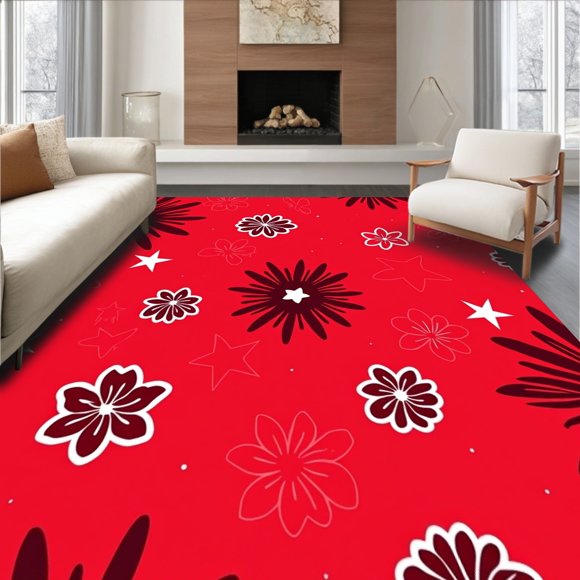 Starlight Blossom Joyful Celebration Contemporary Artistic(Red)
