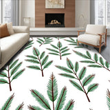Winter Pine Branch Interlocking Plush Floor(White)