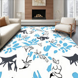 Abstract Cat Mosaic with Stylized Florals (Blue) - ODIKA