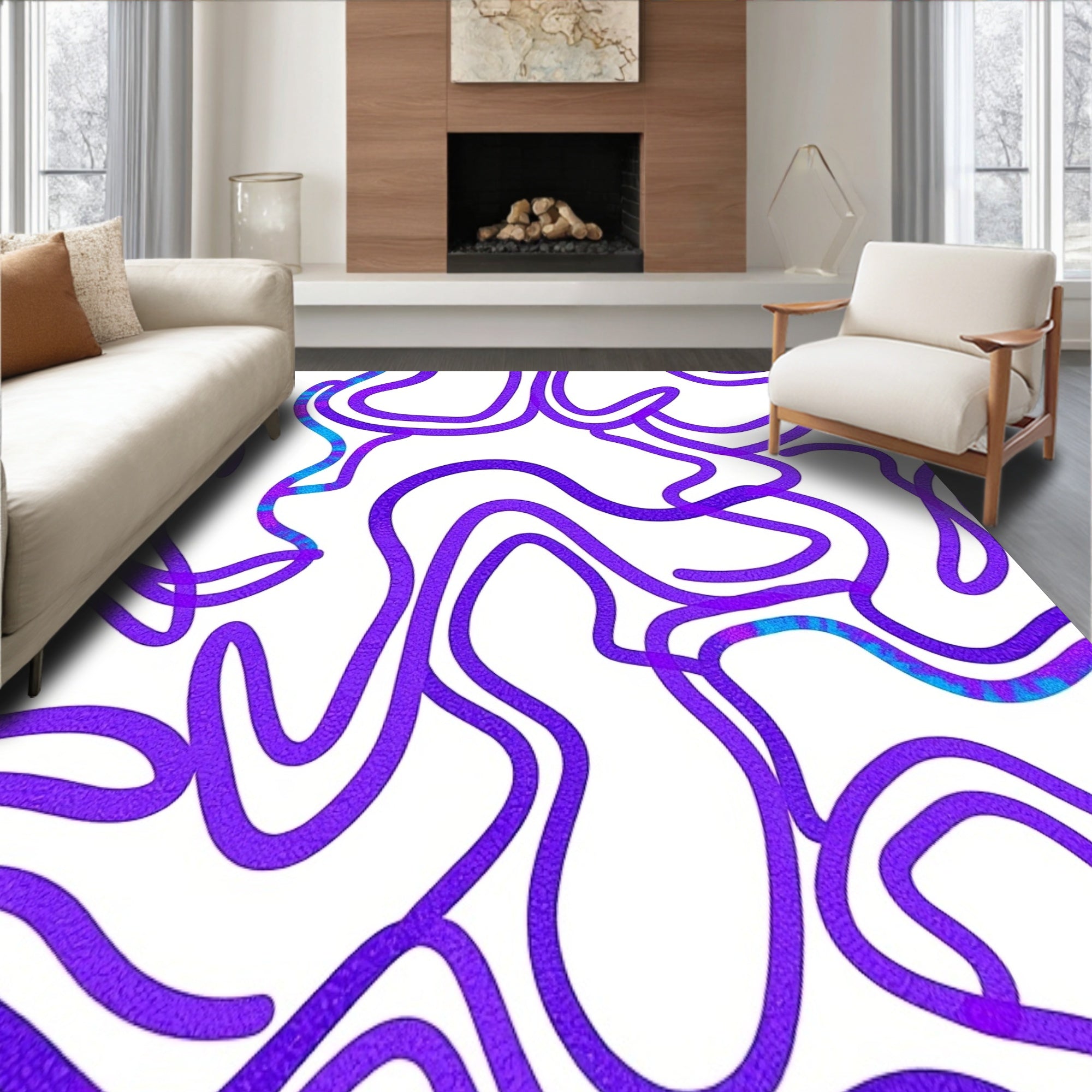 Modern Interlocking Wave Mosaic with Iridescent Highlights(Purple)