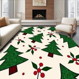 Charming Christmas Tree Patchwork with Holly Berry Accents(Beige)